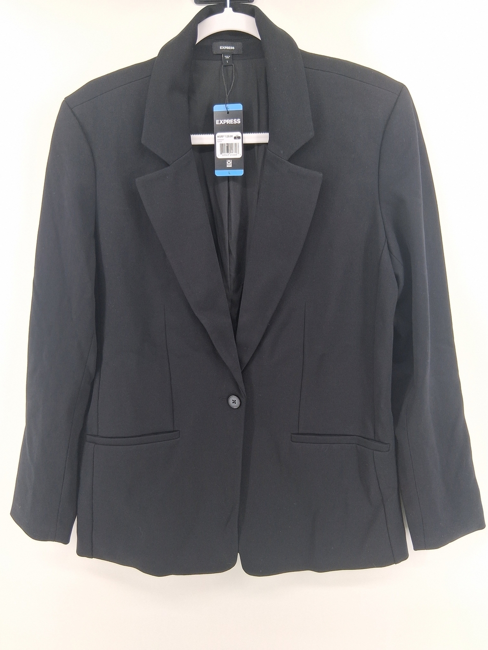 Express Women's Black Single-Button Notch Lapel Blazer